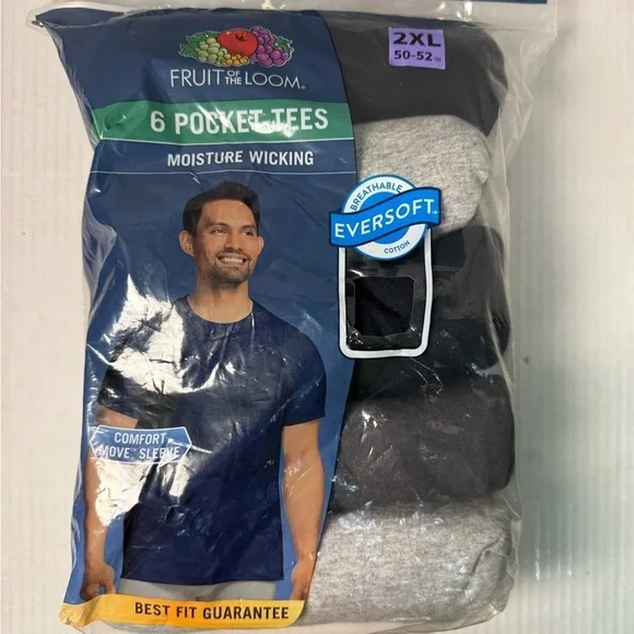 Fruit of the Loom Men's Eversoft Pocket T-Shirt Undershirts, 6-Pack - Picture 9 of 10